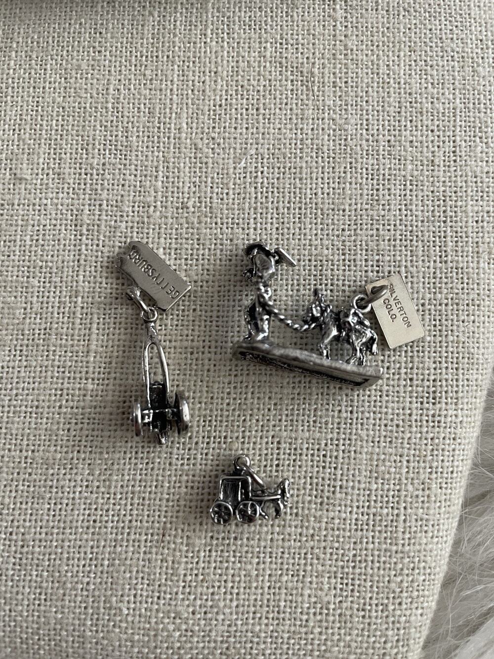 Vintage Silver Charm Lot Silverton, CO Wagon Gettysburg Set Of 3